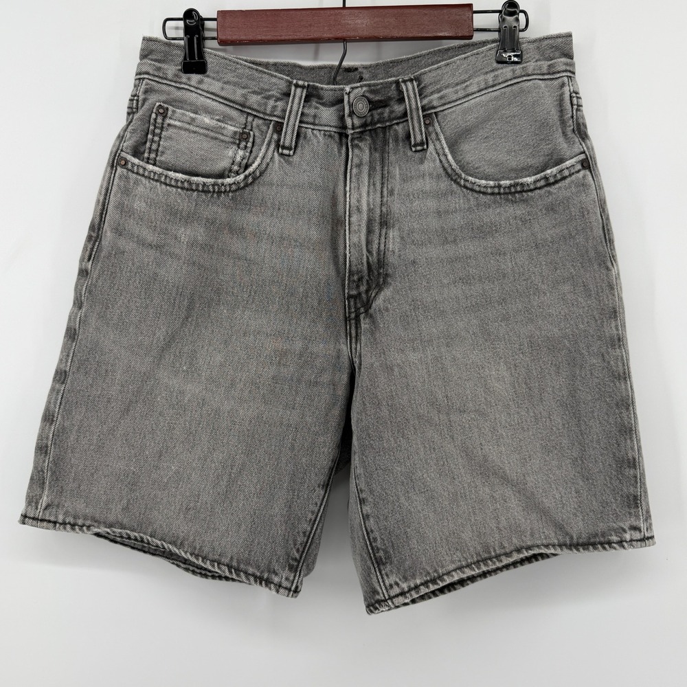 Levi's 468 Denim Shorts Mens W31 Grey Premium Distressed Cut Off Wash 90s Style